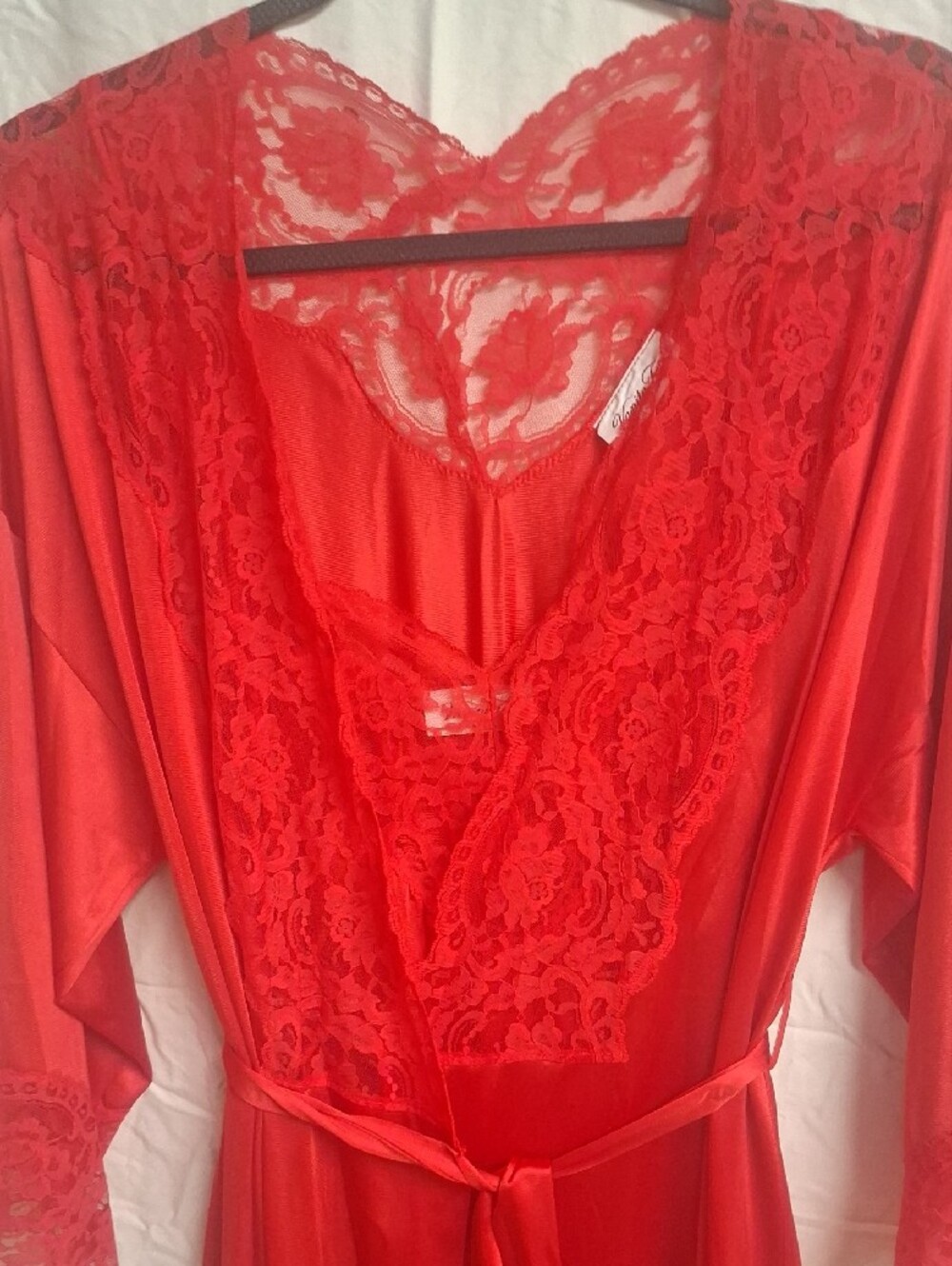 Vintage 1970s Vanity Fair Red Peignoir Set - Antron Nylon Gown & Robe - Size M